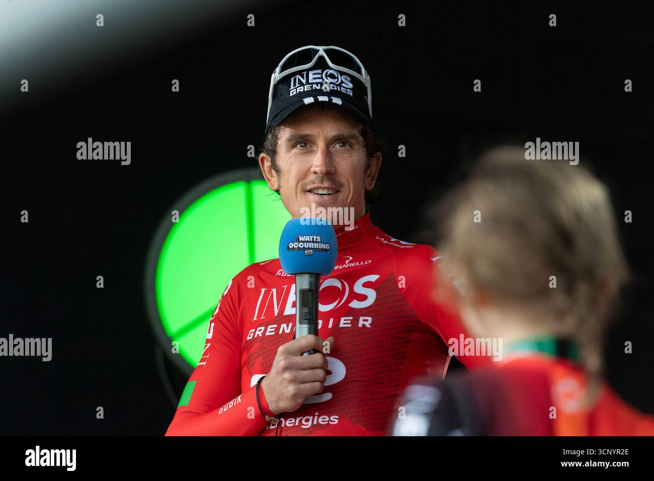 Geraint Thomas von G`B und Team INEOS Grenadiers bei seinem Abschied als Profi-Radfahrer nach der 21. Tour of Britain, Cardiff Castle Stockfoto